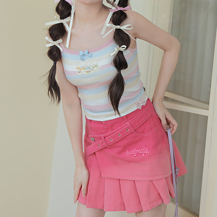 Pastel Rainbow Spaguetty Straps Bears Top ON630 ONI