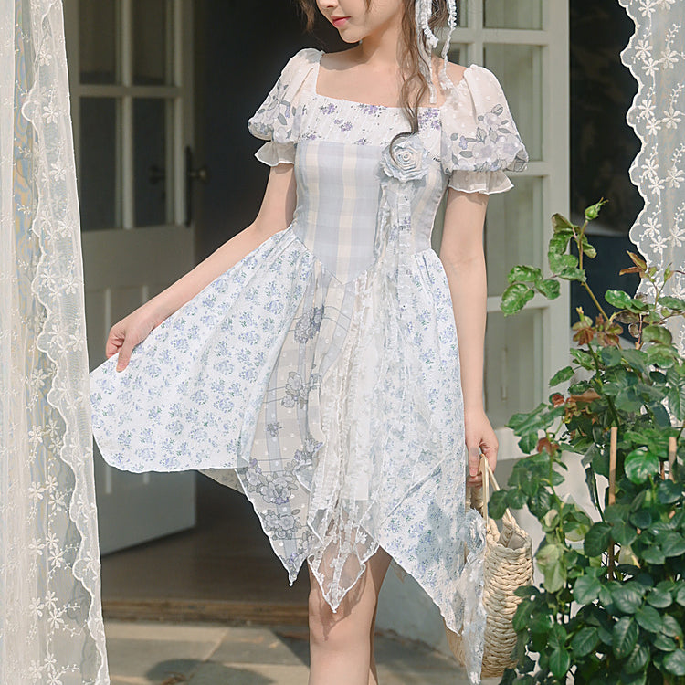 Kawaii Blue Spring Flowers Dress ON628 ONI