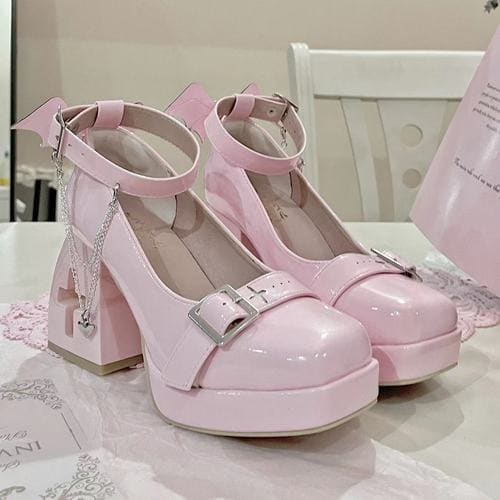 4 Colors Helena Hollow Out Cross Shaped Heels Harajuku Shoes ON205 MK Kawaii Store