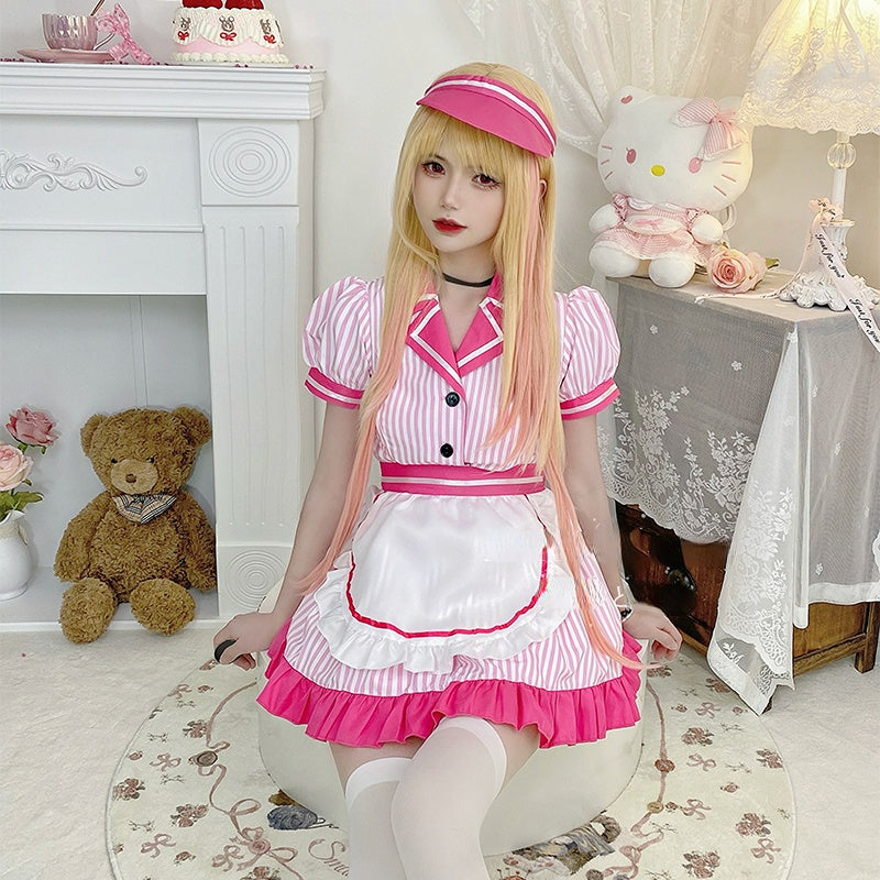 Kawaii My Dress-up Darling Kitagawa Marin Pink 80's Maid Dress ON648 MK Kawaii Store