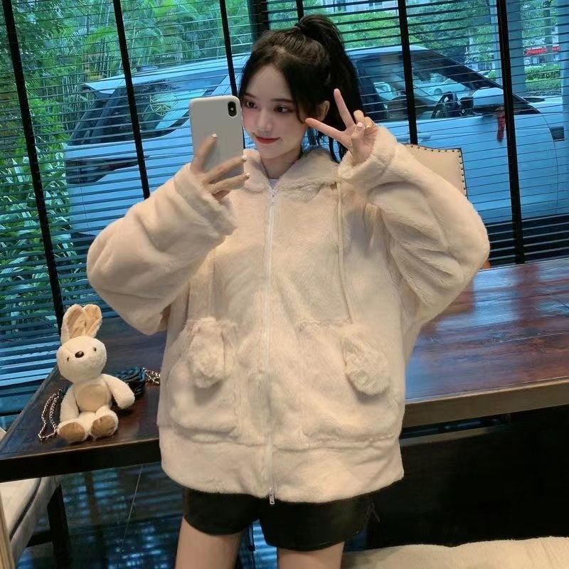 Bunny Rabbit Ear Fluffy Warm Coat MK Kawaii Store