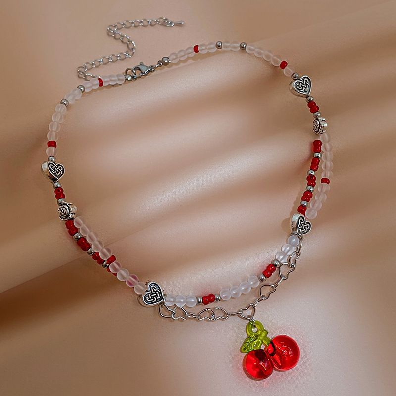 Glass Cherry Necklace  MK18880 Susan