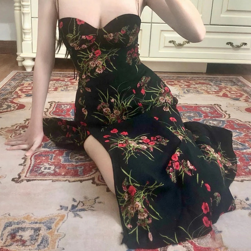 Juliette Black Floral Dress - Pink Pink