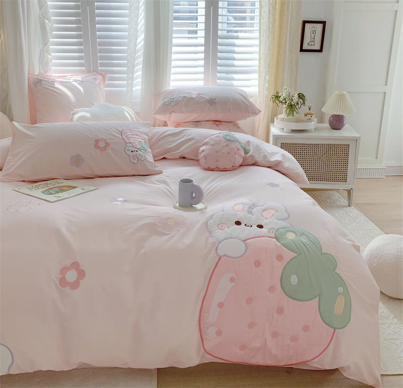 Strawberry Rabbit Four Piece Bed Set Susan