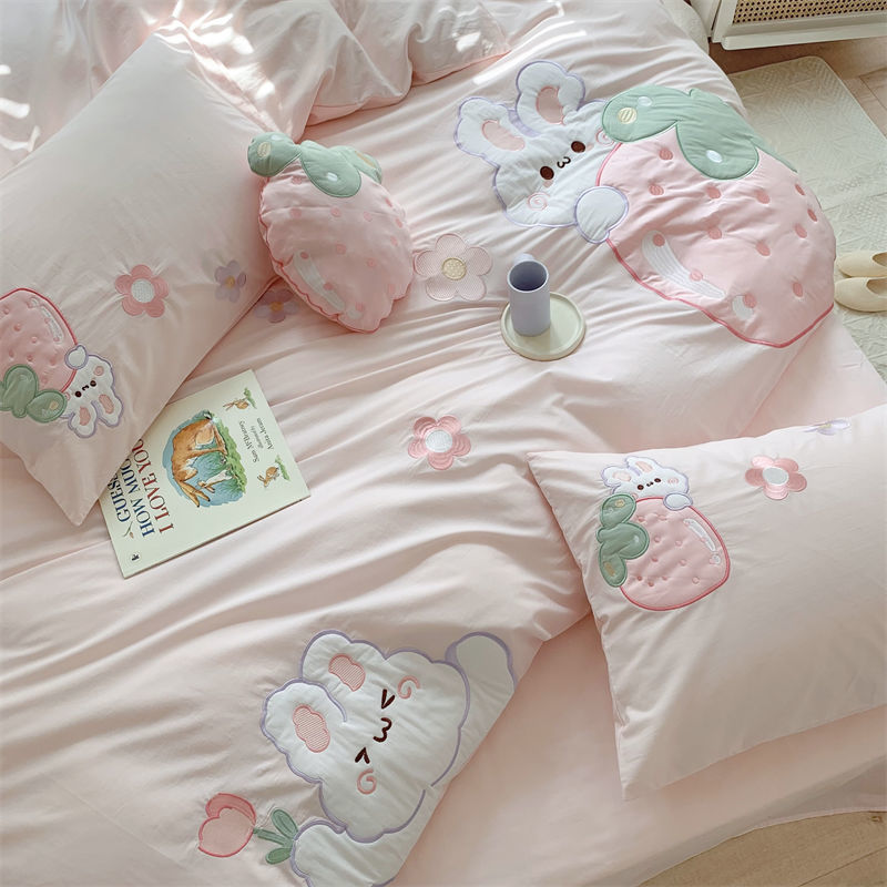 Strawberry Rabbit Four Piece Bed Set Susan