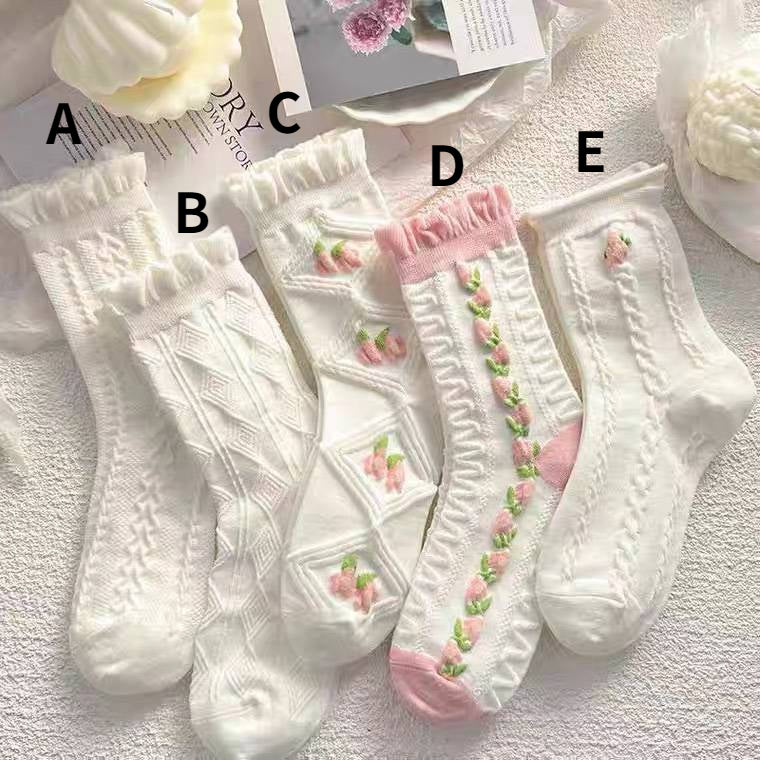 Pink Flower Socks  MK18845 Susan