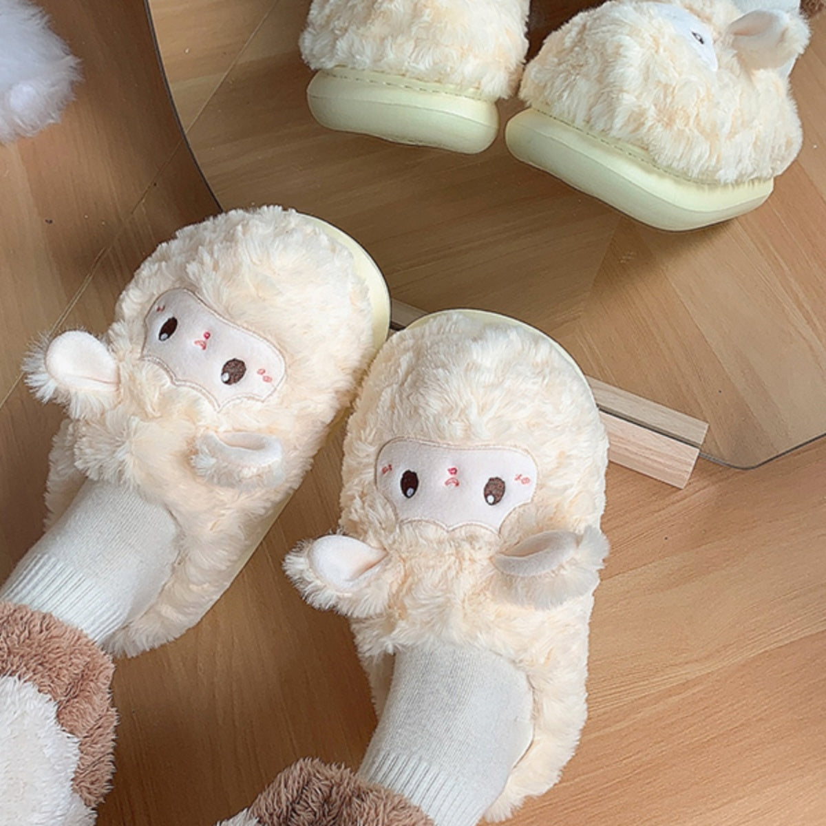 Fluffy Little Sheep Warm Slippers MK Kawaii Store