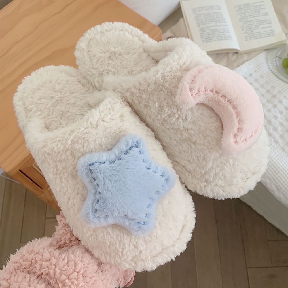 Cute Moon Star Plush Cotton Slippers MK19176 Susan