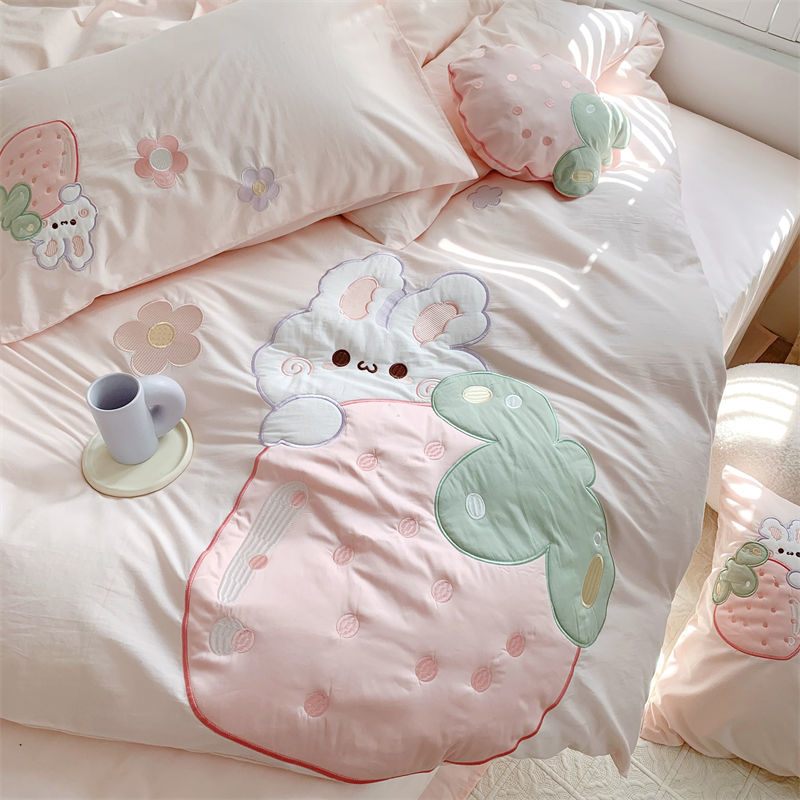 Strawberry Rabbit Four Piece Bed Set Susan