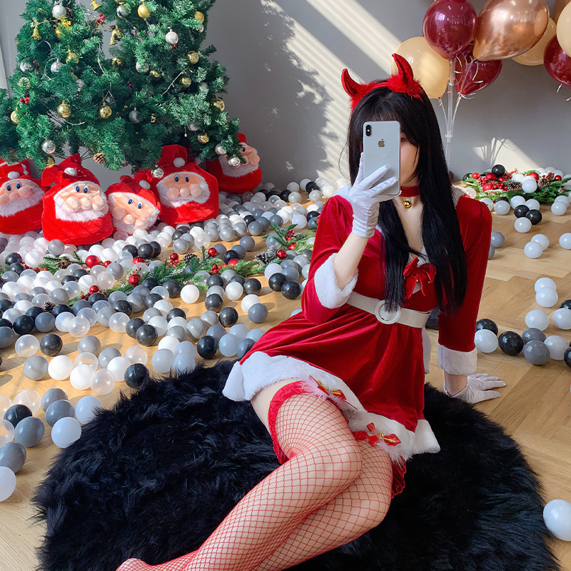 Bunny Ears Bow Knot Hooded Dress Set Christmas MK Kawaii Store