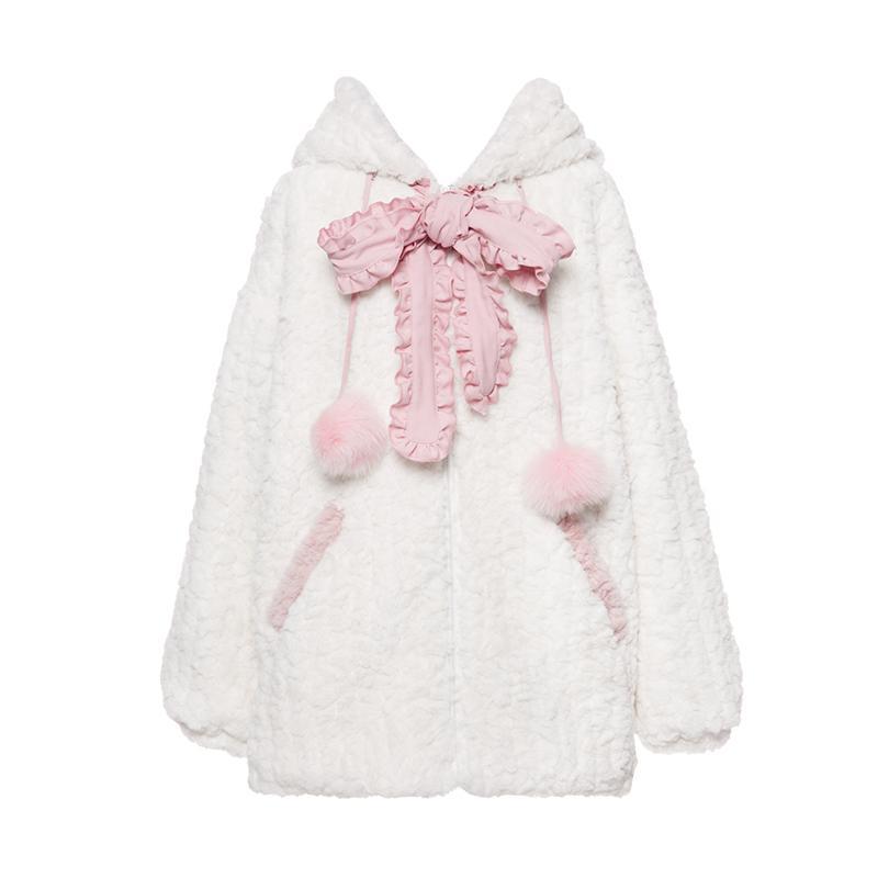 Pink Black Kitty Hoodie Tie Bowknot Coat - Heartzcore MK19002 MK Kawaii Store