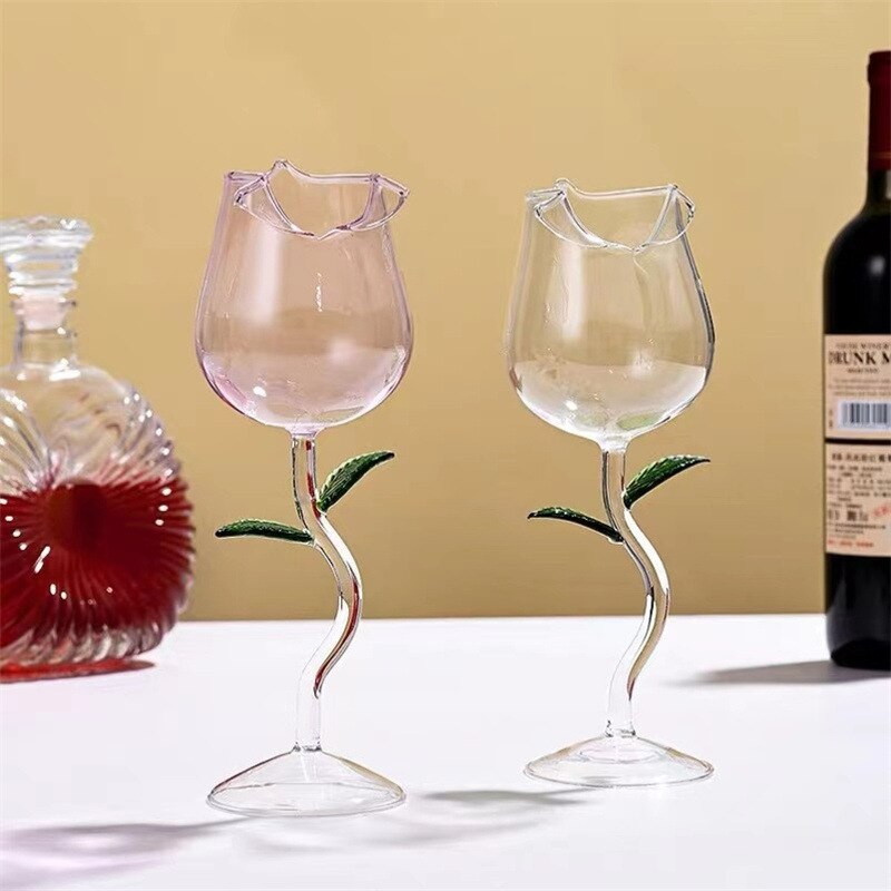 Rose Flower Wine Glass Goblet - Heartzcore Heartzcore