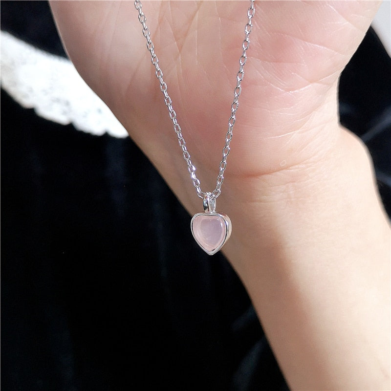 Hollow Crystal Pendant Heart Necklace - Cupcake MK Kawaii Store