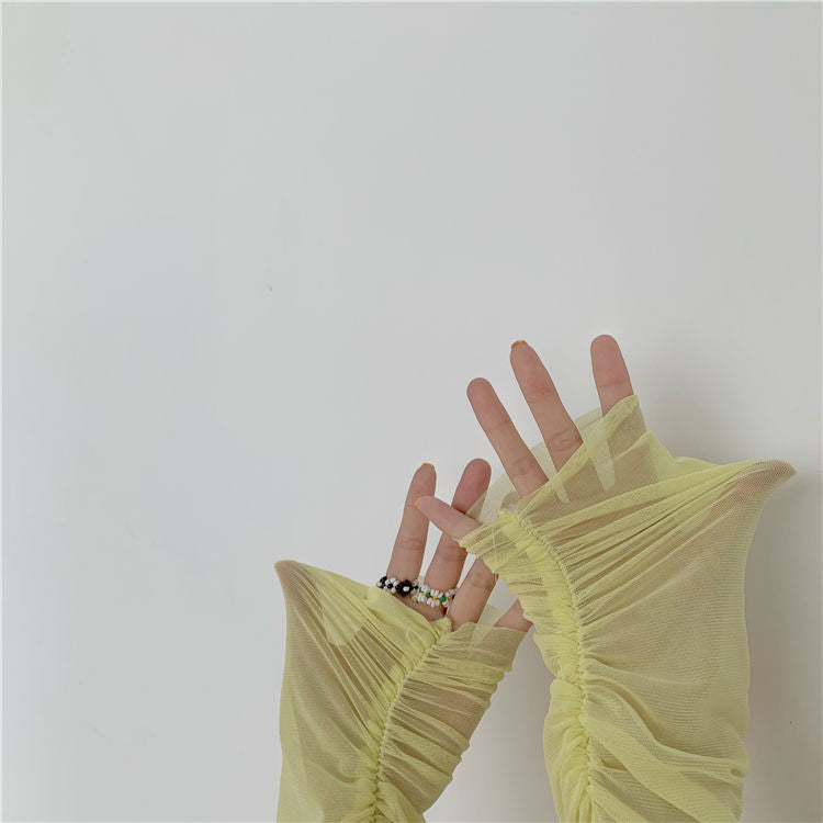 Elbow-Sleeve Plain T-Shirt / Long-Sleeve Sheer Top MK19202 MK Kawaii Store