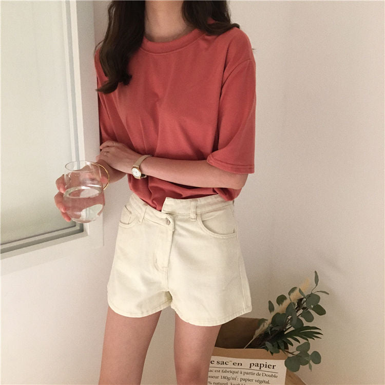 Crew-Neck Short-Sleeve T-Shirt WI107 MK Kawaii Store