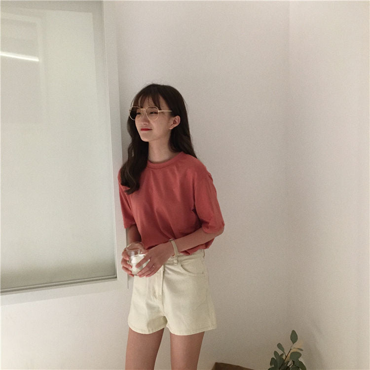 Crew-Neck Short-Sleeve T-Shirt WI107 MK Kawaii Store