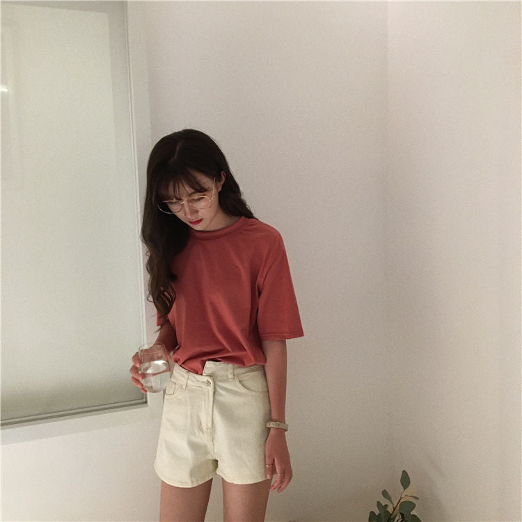 Crew-Neck Short-Sleeve T-Shirt WI107 MK Kawaii Store