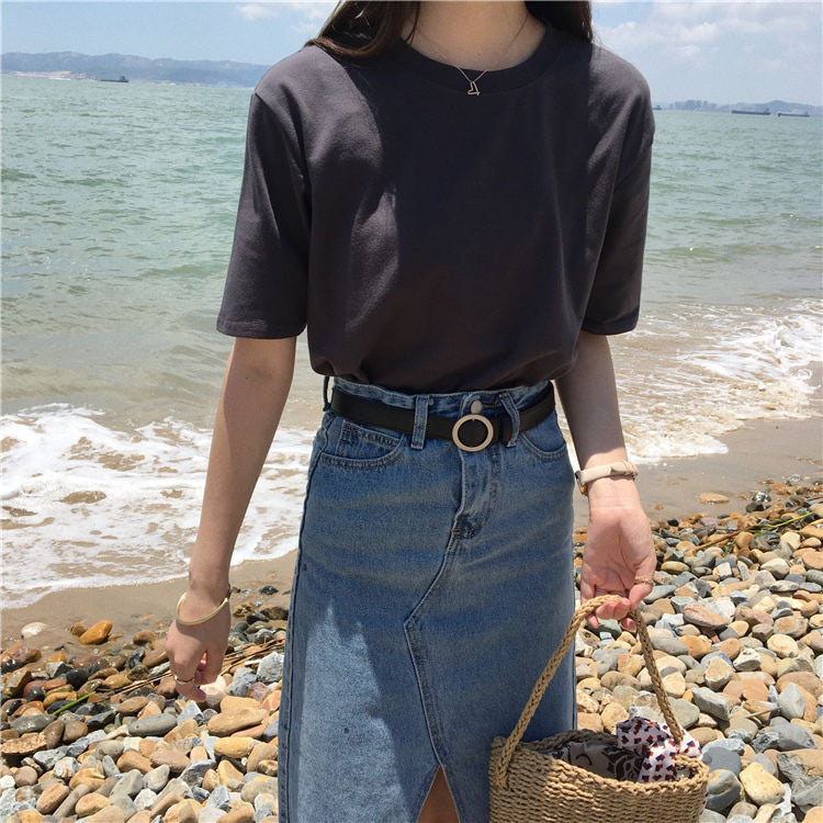 Crew-Neck Short-Sleeve T-Shirt WI107 MK Kawaii Store