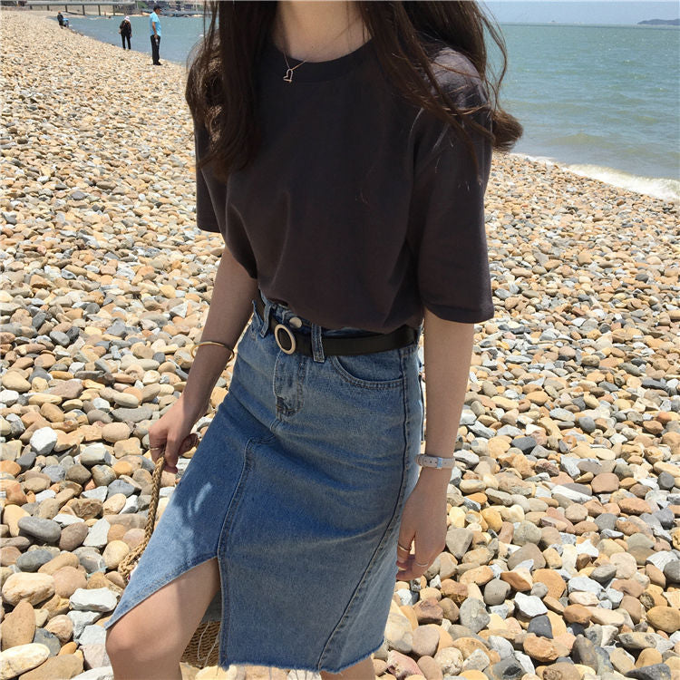 Crew-Neck Short-Sleeve T-Shirt WI107 MK Kawaii Store