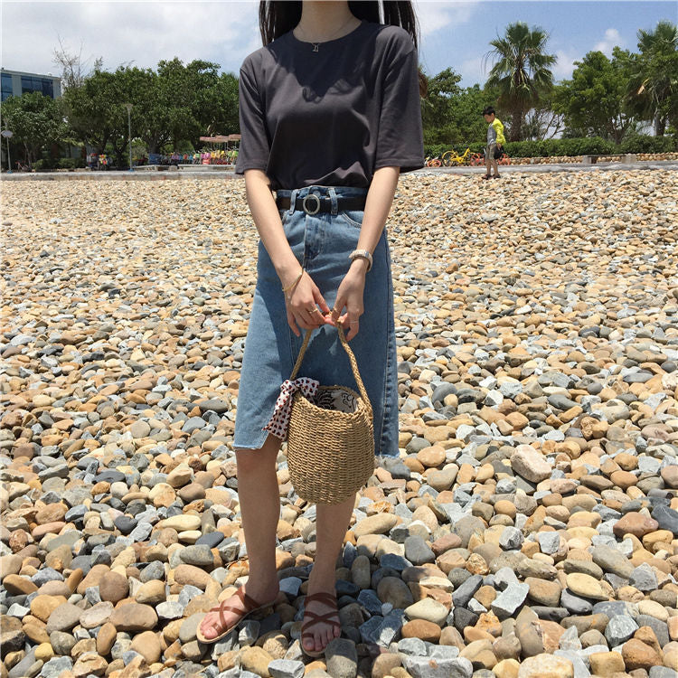 Crew-Neck Short-Sleeve T-Shirt WI107 MK Kawaii Store