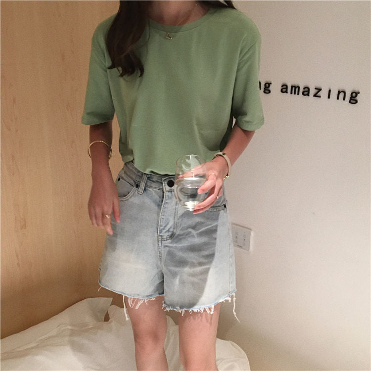Crew-Neck Short-Sleeve T-Shirt WI107 MK Kawaii Store