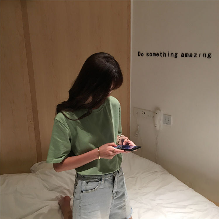 Crew-Neck Short-Sleeve T-Shirt WI107 MK Kawaii Store