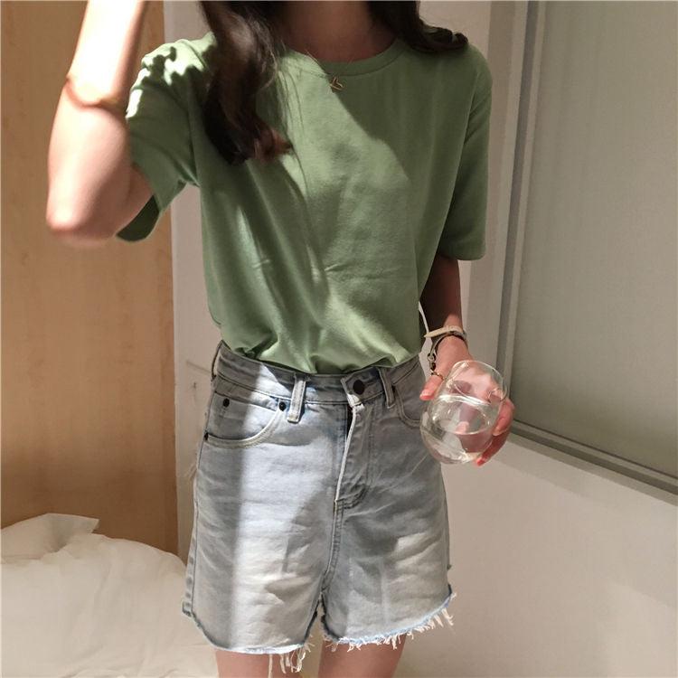 Crew-Neck Short-Sleeve T-Shirt WI107 MK Kawaii Store