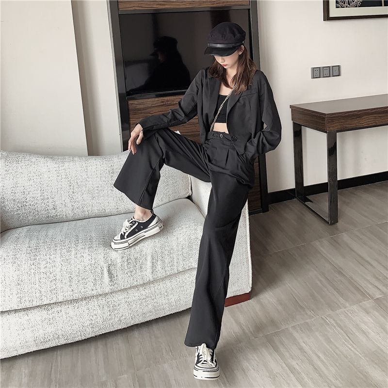 High-Waist Plain Wide-Leg Pants dd4 MK Kawaii Store