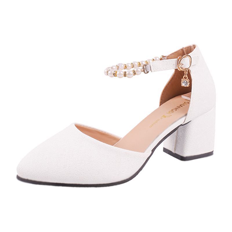 Faux Pearl Chunky Heels cc1 MK Kawaii Store