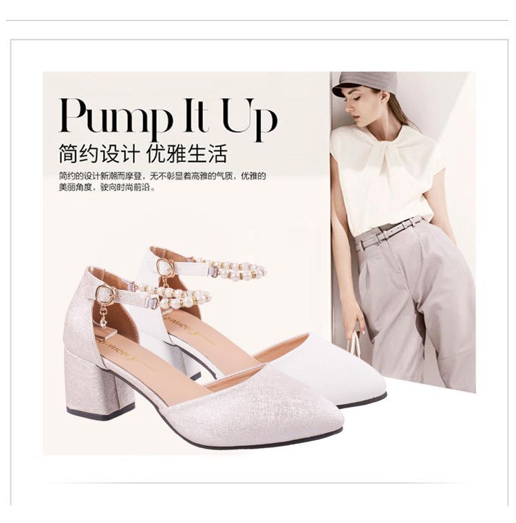 Faux Pearl Chunky Heels cc1 MK Kawaii Store