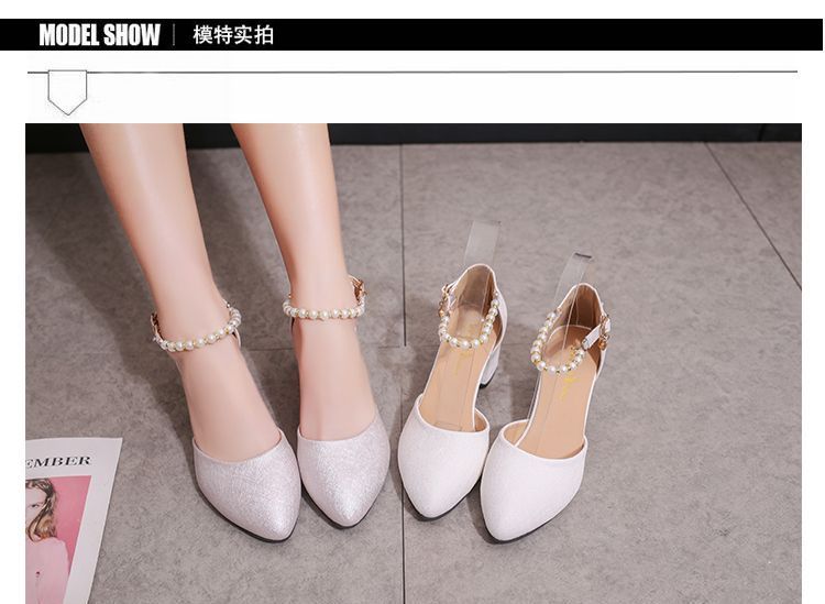 Faux Pearl Chunky Heels cc1 MK Kawaii Store