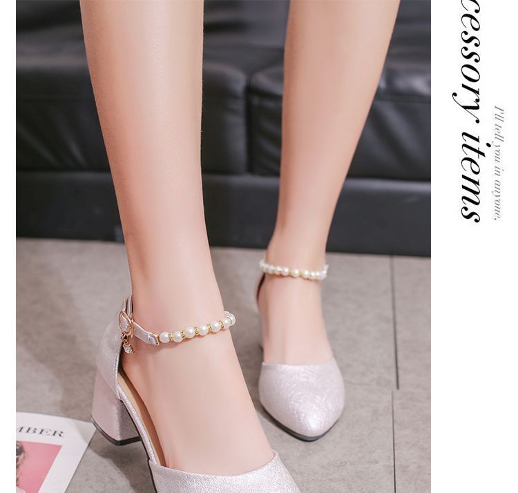 Faux Pearl Chunky Heels cc1 MK Kawaii Store