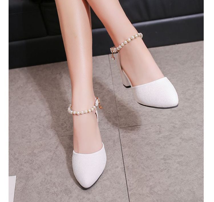 Faux Pearl Chunky Heels cc1 MK Kawaii Store