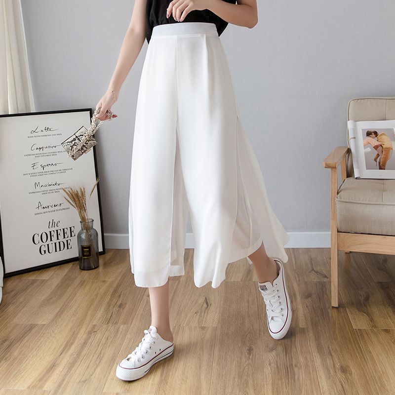 Mock Two-Piece Wide-Leg Pants dd36 MK Kawaii Store