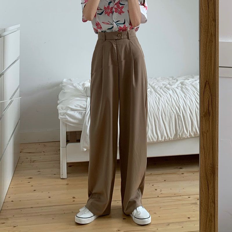 High-Waist Wide-Leg Dress Pants dd1 MK Kawaii Store