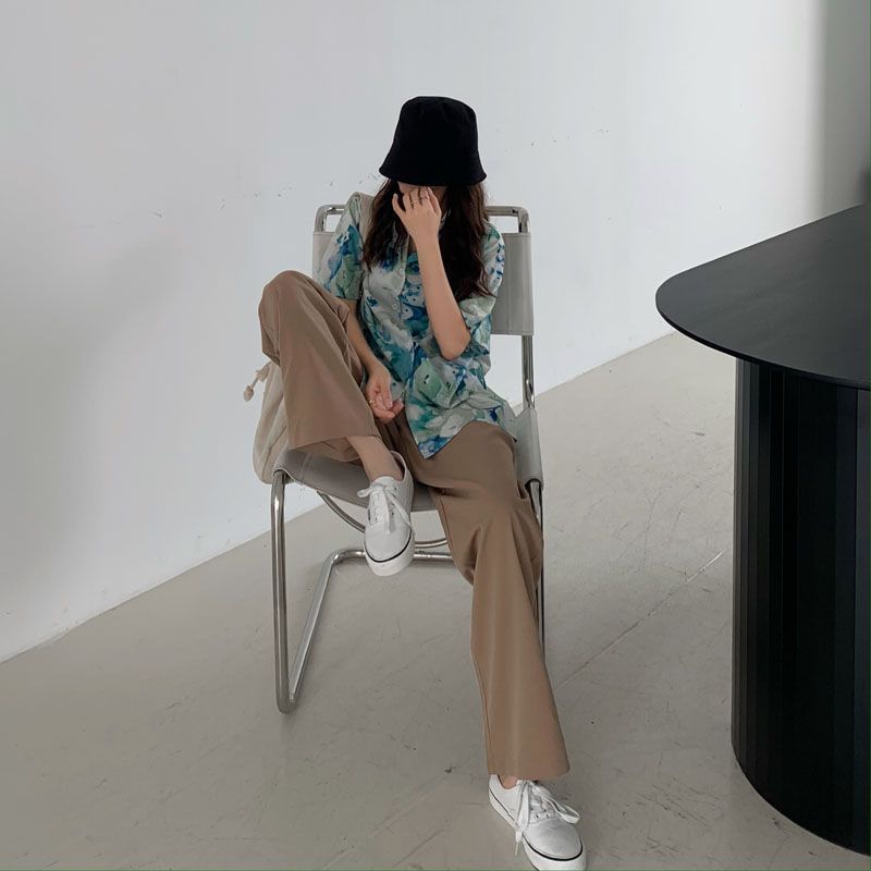 High-Waist Wide-Leg Dress Pants dd1 MK Kawaii Store