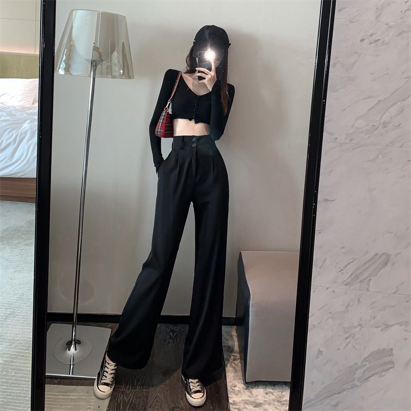 High-Waist Wide-Leg Dress Pants dd18 MK Kawaii Store