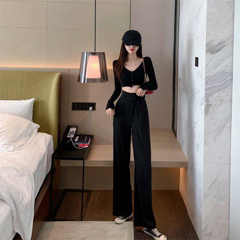 High-Waist Wide-Leg Dress Pants dd18 MK Kawaii Store