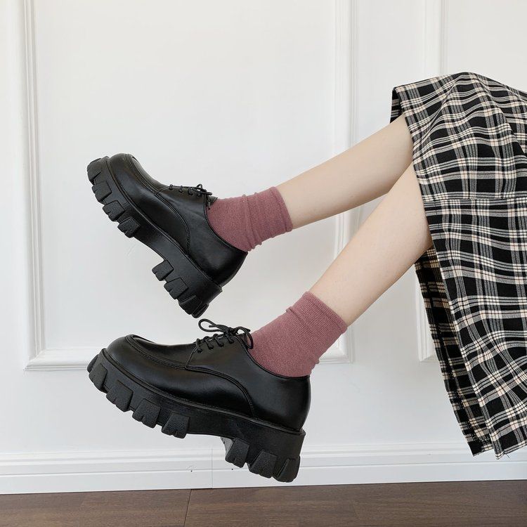 Faux Leather Platform Lace-Up Shoes BH22 MK Kawaii Store