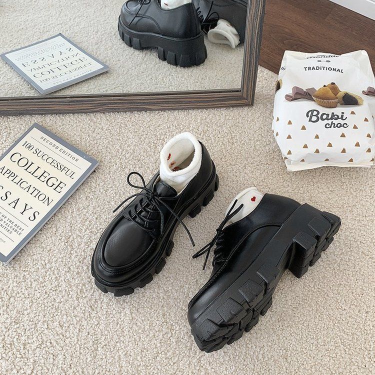 Faux Leather Platform Lace-Up Shoes BH22 MK Kawaii Store