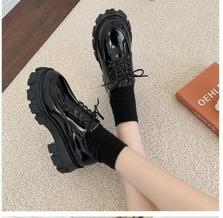 Faux Leather Platform Lace-Up Shoes BH22 MK Kawaii Store
