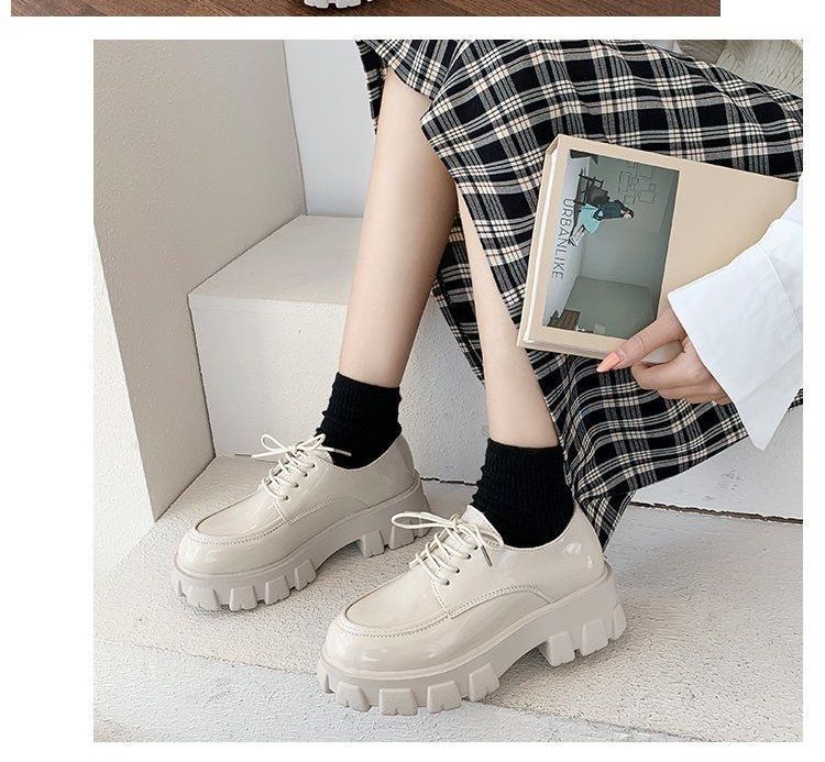 Faux Leather Platform Lace-Up Shoes BH22 MK Kawaii Store