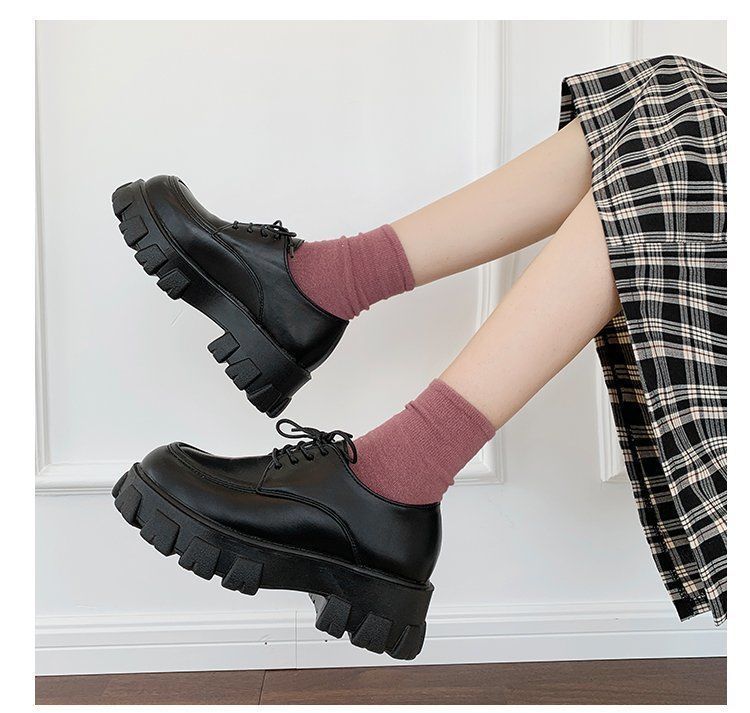 Faux Leather Platform Lace-Up Shoes BH22 MK Kawaii Store