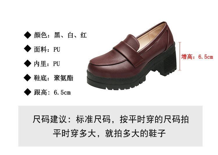 Plain Platform Chunky Heel Loafers BH24 MK Kawaii Store