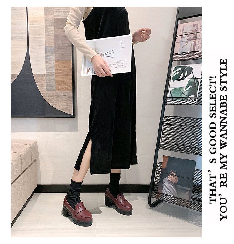 Plain Platform Chunky Heel Loafers BH24 MK Kawaii Store