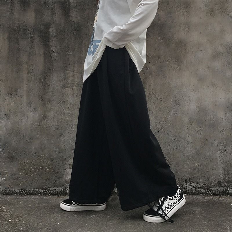 Plain Wide-Leg Jogger Pants dd9 MK Kawaii Store