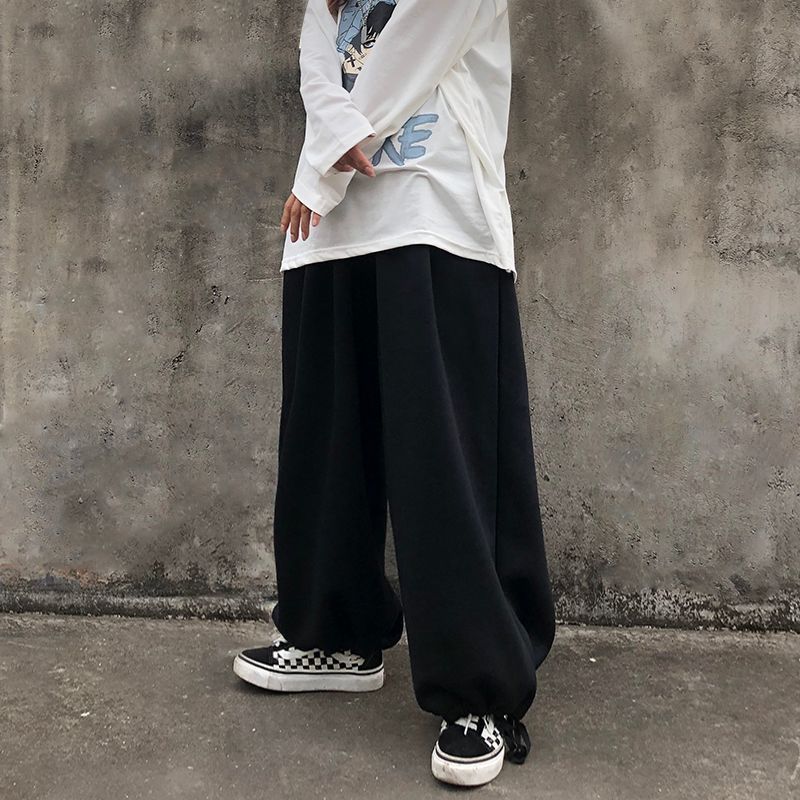 Plain Wide-Leg Jogger Pants dd9 MK Kawaii Store