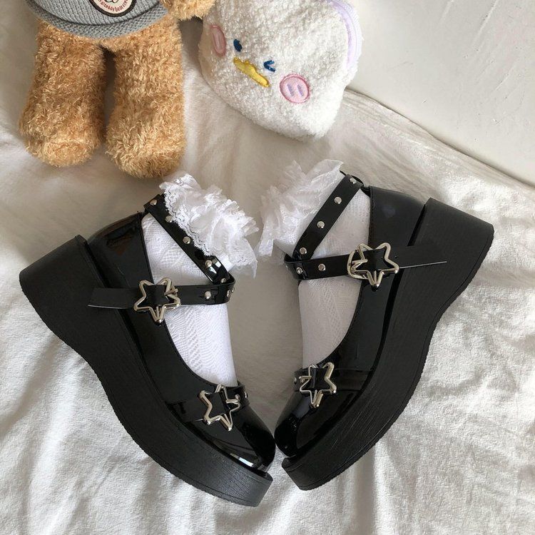 Platform Wedge Star Buckle Mary Jane Shoes BH11 MK Kawaii Store
