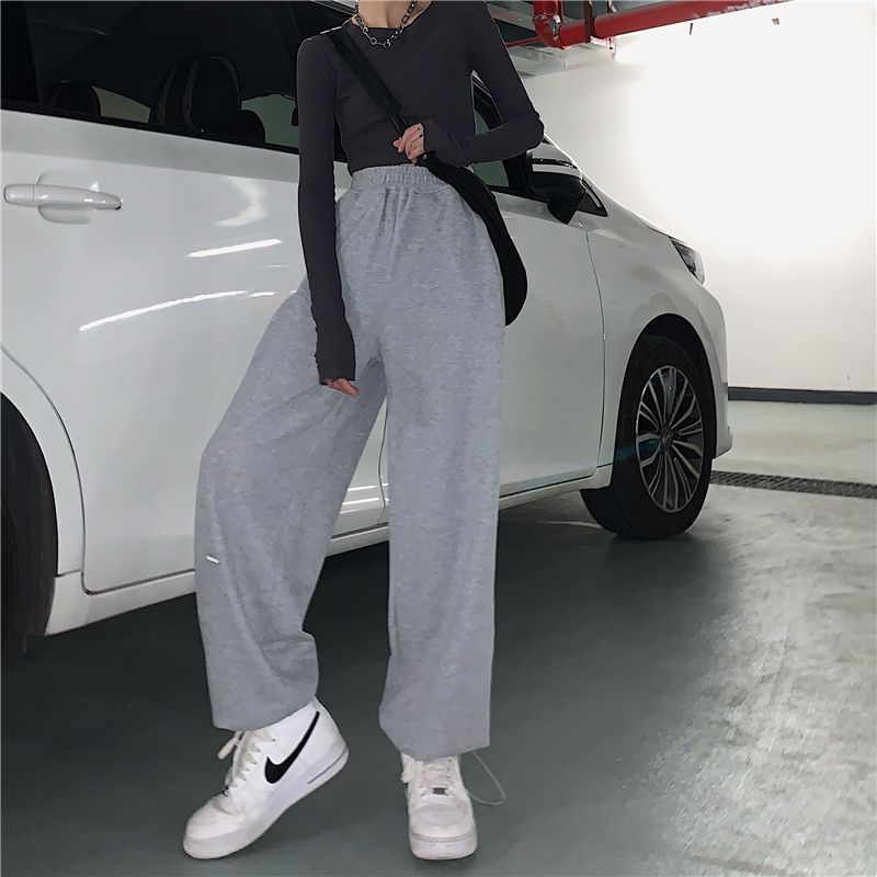 Plain Wide Leg Sweatpants dd11 MK Kawaii Store