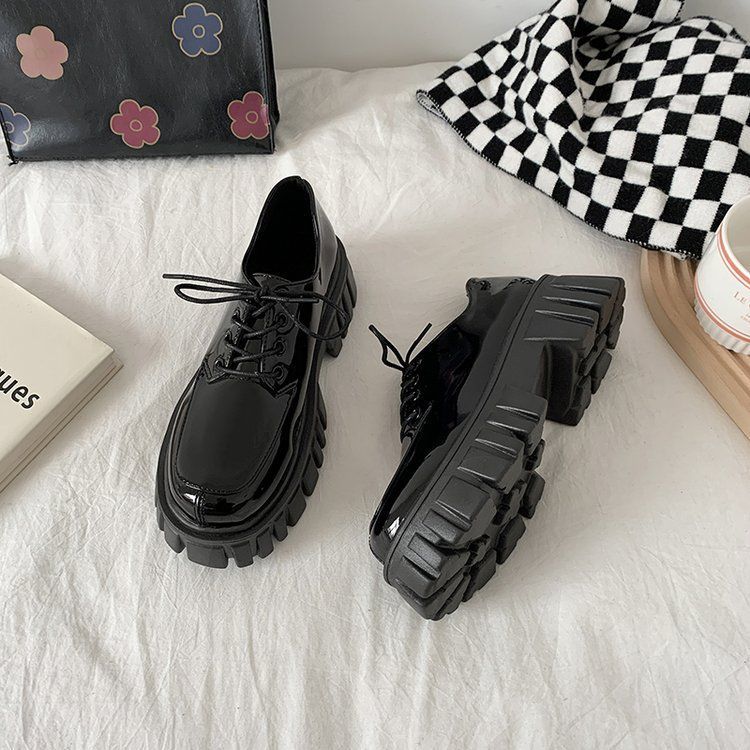 Platform Block Heel Lace Up Shoes BH26 MK Kawaii Store